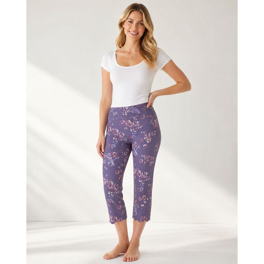 Christopher & Banks Signature Slimming Purple Floral Crop Pants - Size 4 NWT